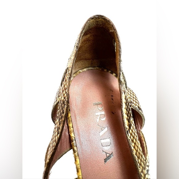 Prada Snakeskin Cage Open Toe Heels 37.5 - Picture 9 of 14